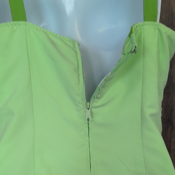 Vintage Reversible Lime Green Zip Up Sleeveless Floral Mini Dress 5 - Picture 13 of 13